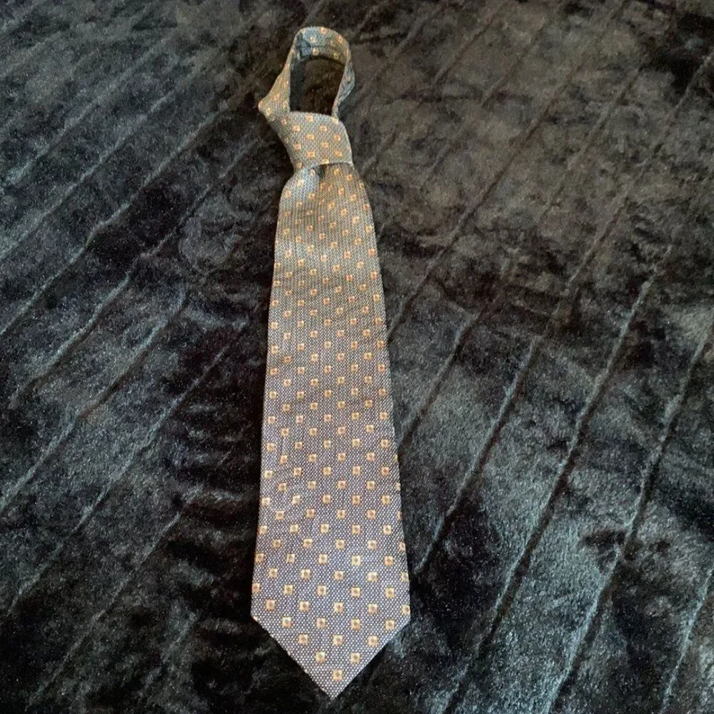 Ferrell Reed Made by Hand Silk Tie in Black, Gold & Blue
